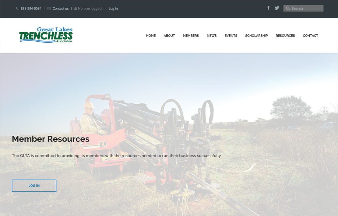 Great Lakes Trenchless Association Website Design Main Image