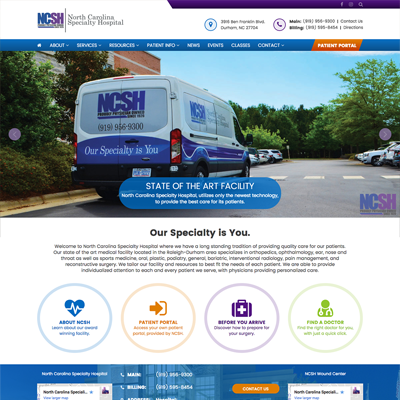 North Carolina Specialty Hospital Website Design