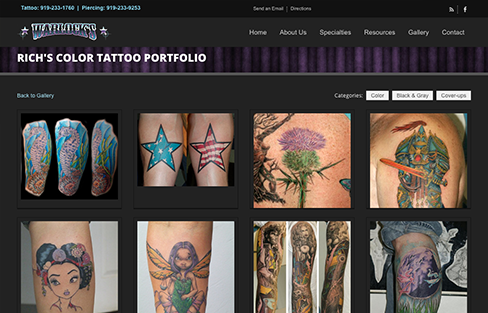 Warlock's Tattoo and Body Piercing Website Design Thumbnail 2