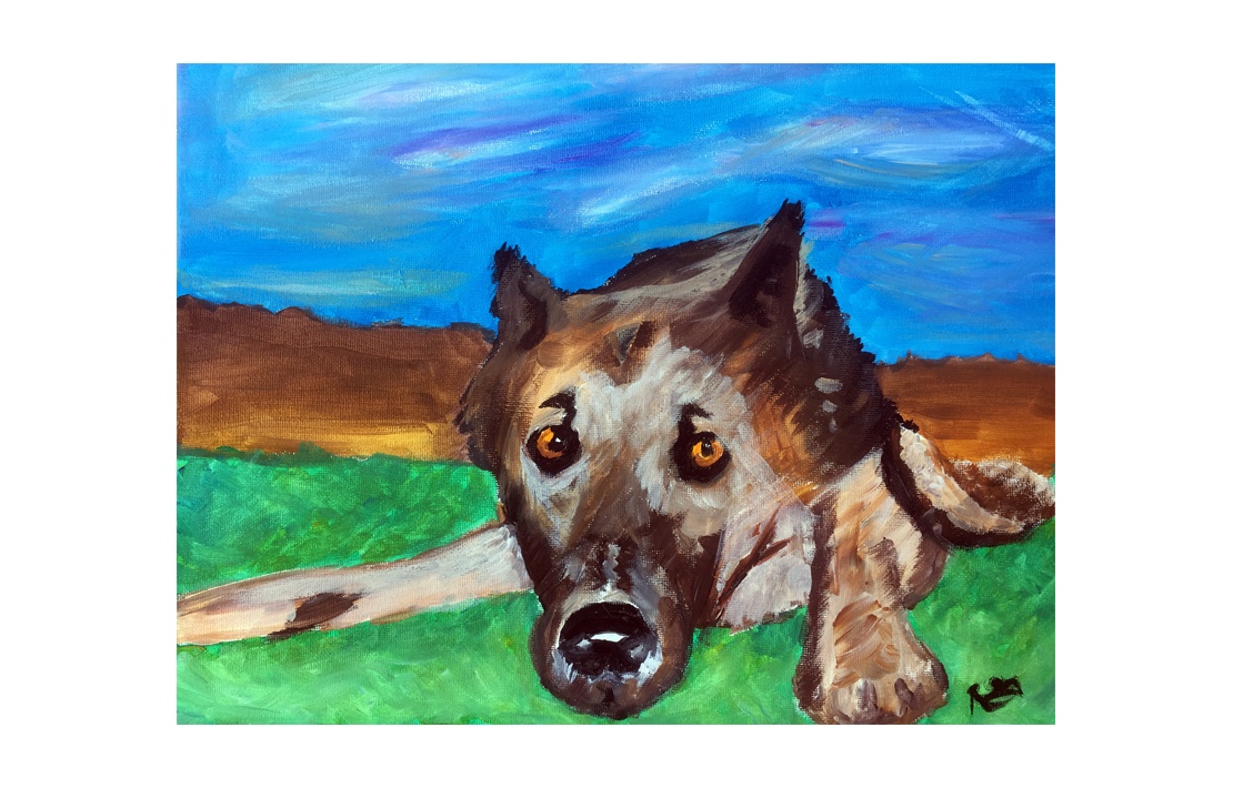 German Shepherd Portrait Acrylic Painting