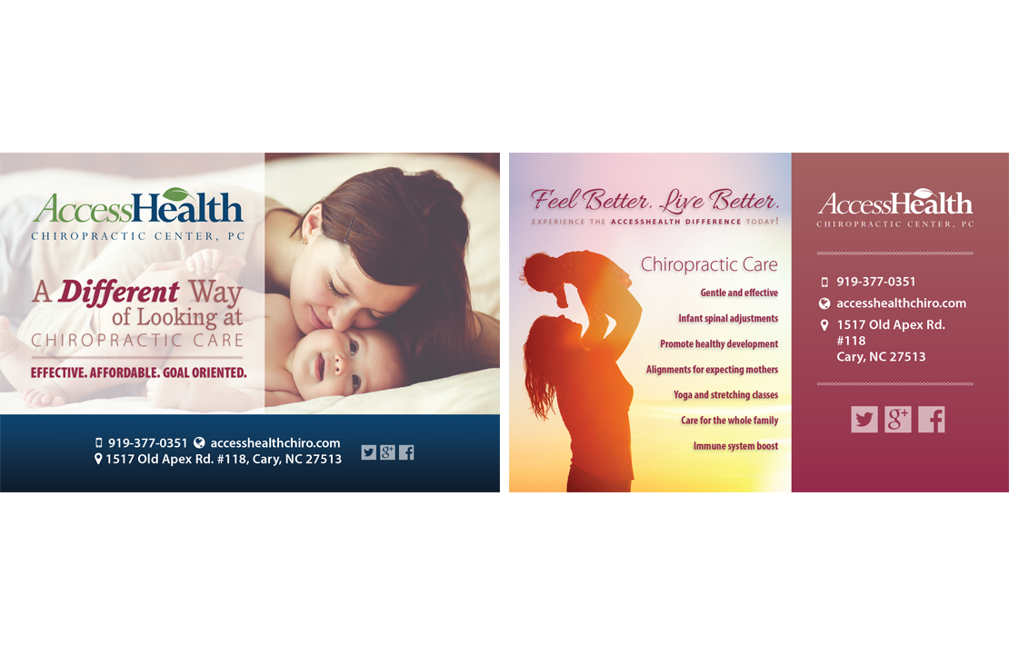 AccessHealth Chiropractic Post Card Design for Mothers