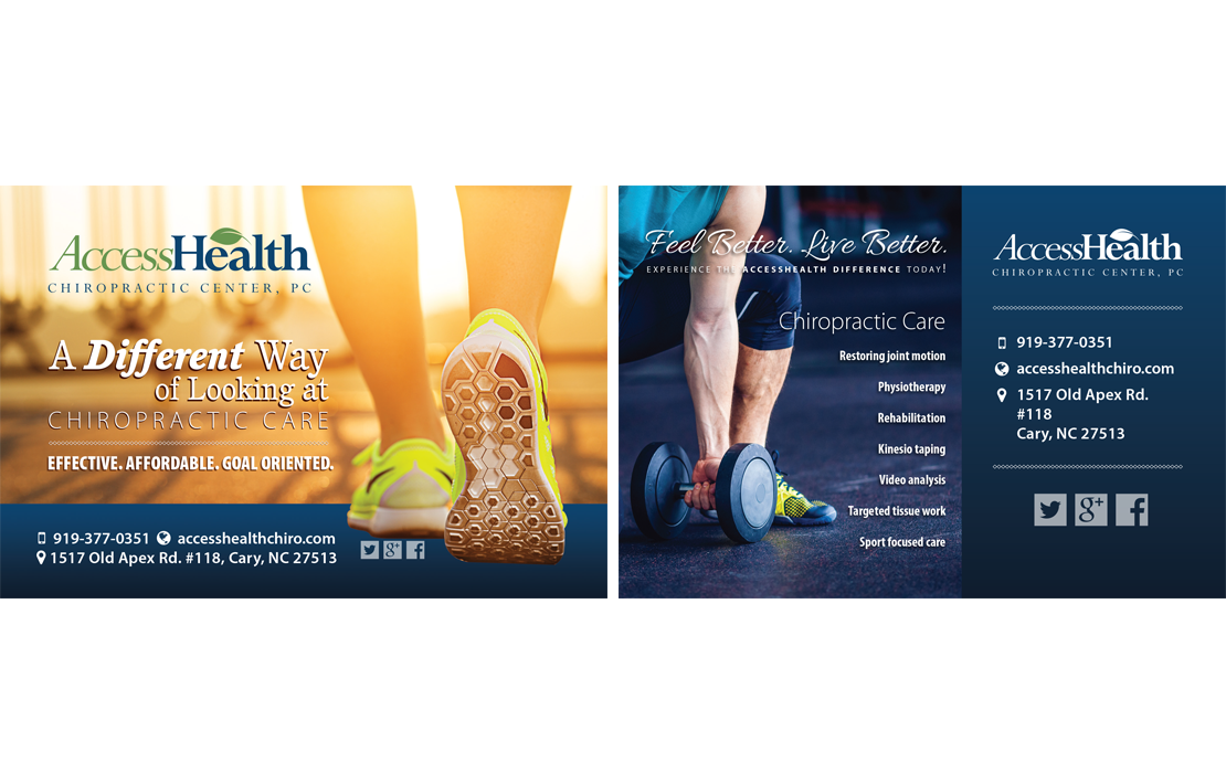 AccessHealth Chiropractic Post Card Design for Athletes