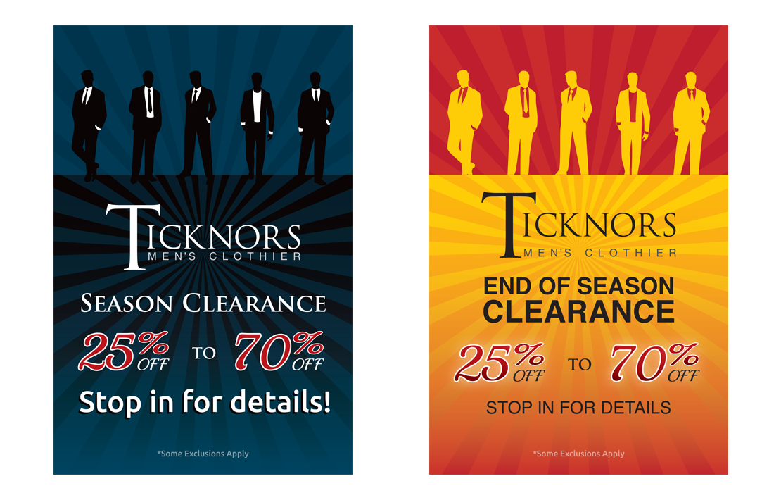 Ticknors Men's Clothier Signage Design