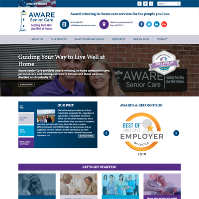Aware Senior Care Website Design and Development