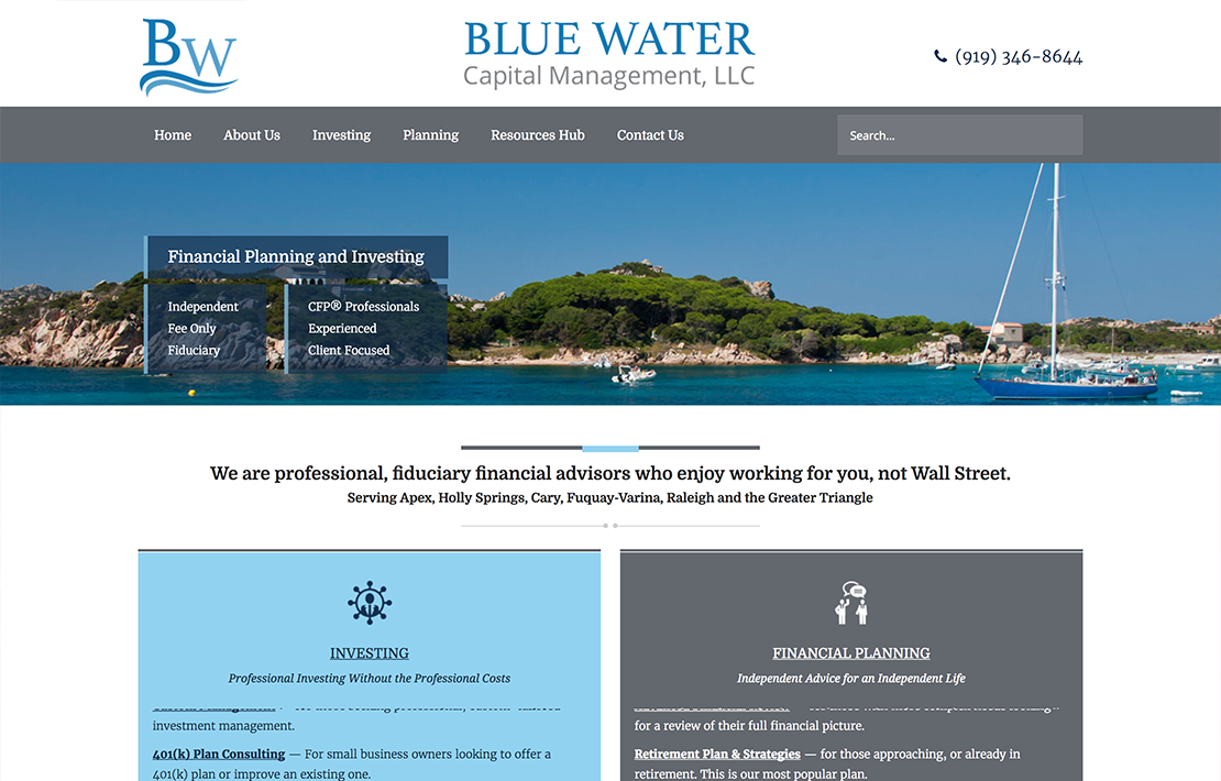 Blue Water Capital Management Website Design