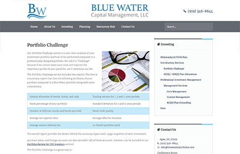 Blue Water Capital Management Website Design Screen Shot 2
