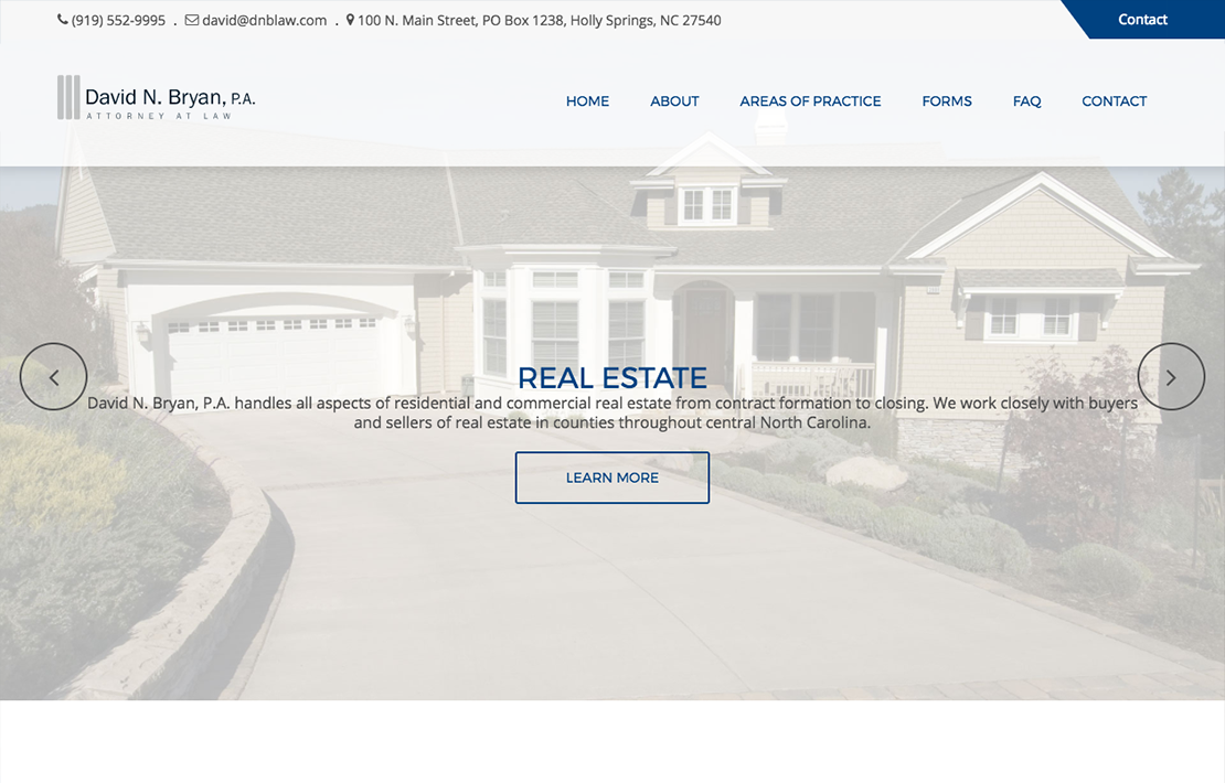 David N. Bryan Attorney at Law Website Design Main Image