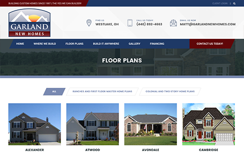 Garland New Homes Website Design Thumbnail 1