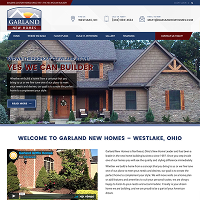 Garland New Homes Website Design