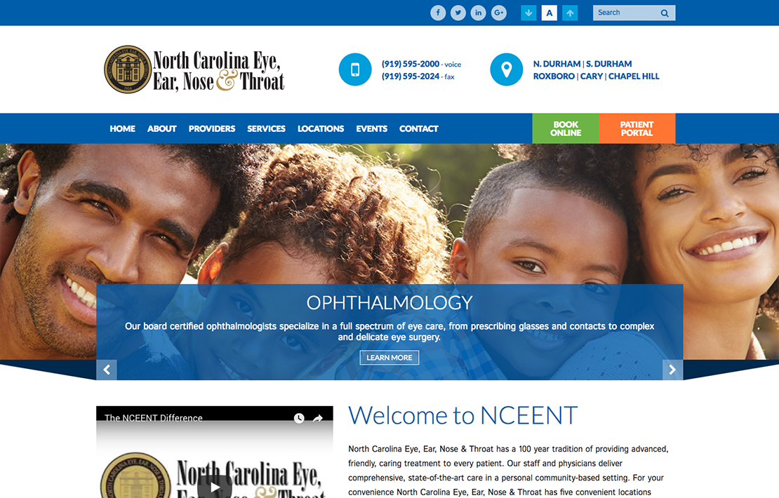 Thumbnail screen shot of NCEENT web design