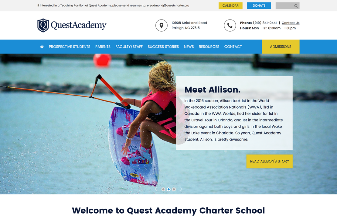 Quest Academy Website Design