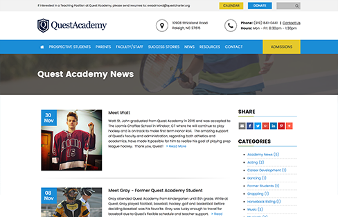 Quest Academy Website Design