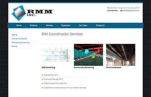 Raleigh Mechanical and Metals Website Design Thumbnail 1