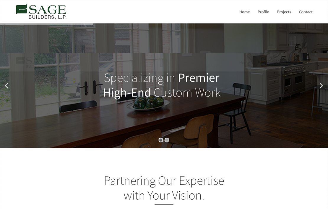 Sage Builders Website Design Main Image